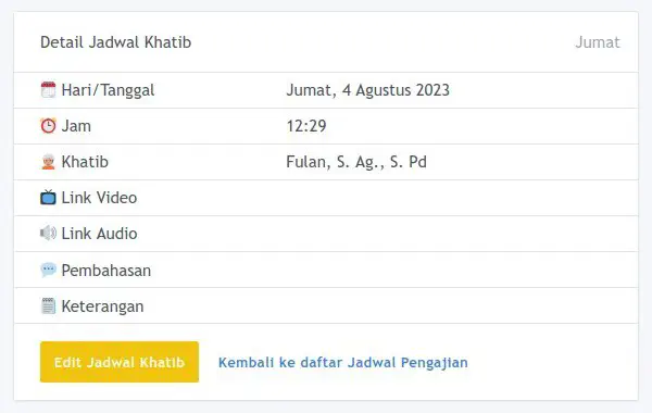 Detail Jadwal Khatib